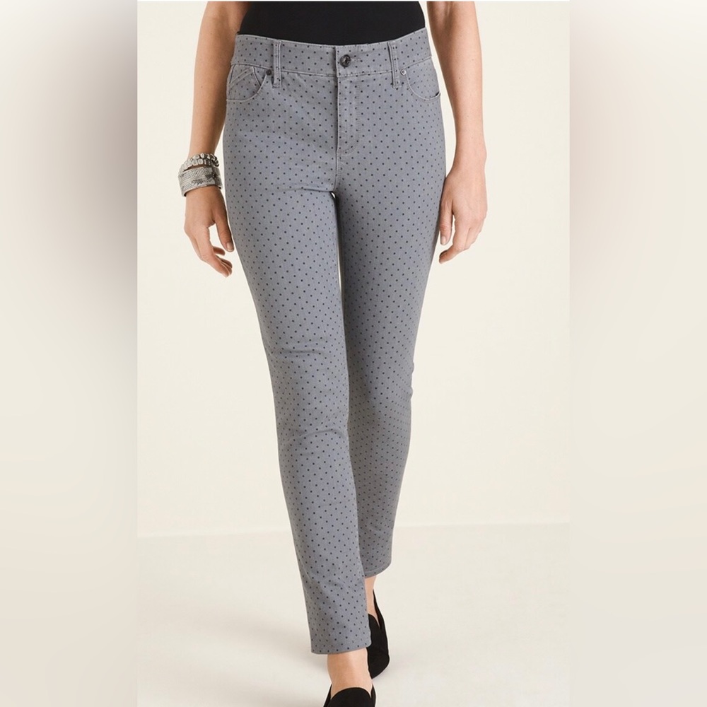 CHICO'S | Polka Dot Stretchy Jeggings Gray‎ 0.5